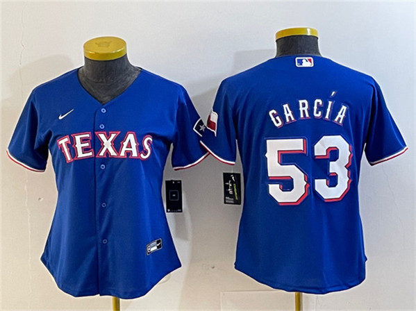 Youth Texas Rangers #53 Adolis García Royal With Patch Stitched Baseball Jersey